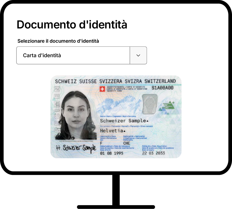 Desktop con documento d'identità